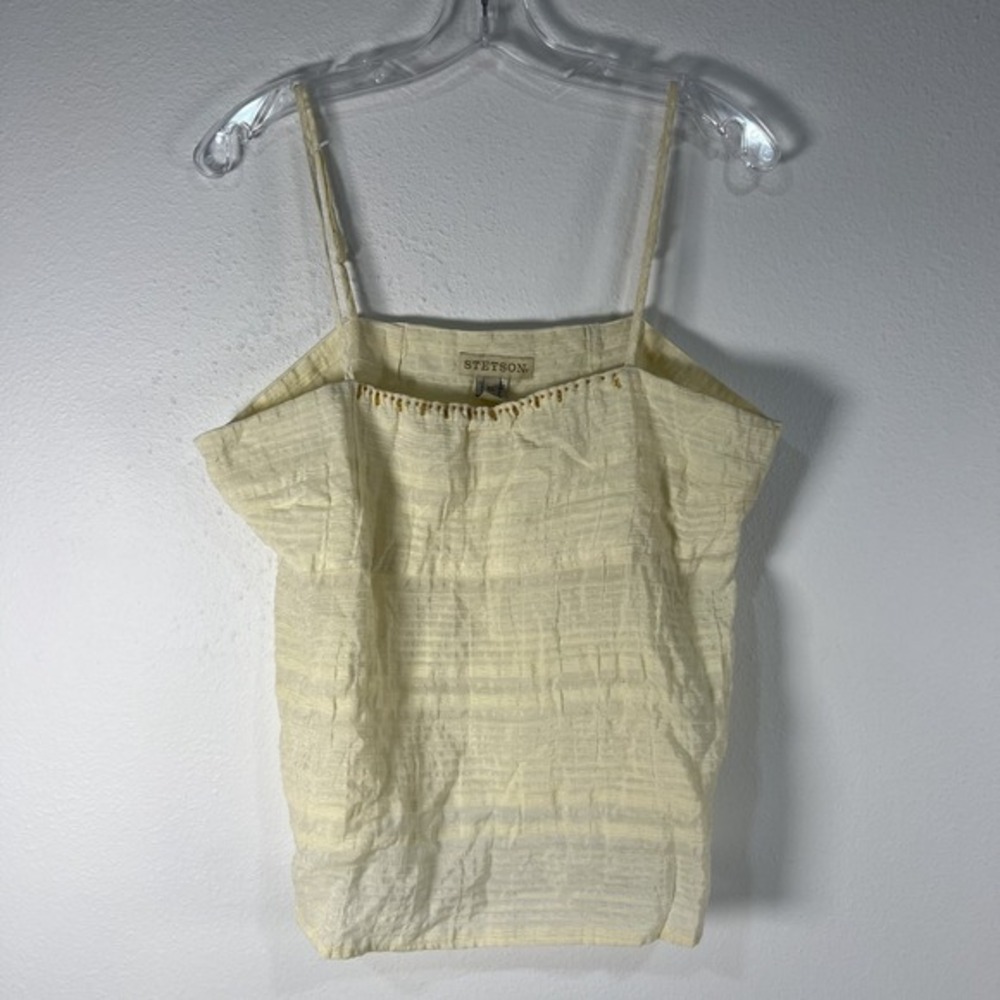 Stetson Women's X-Large Ivory Off-White Beaded Western Boho Tank Blouse